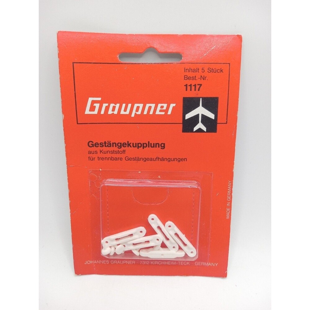 NOS GRAUPNER NR.1117 LINKAGE COUPLING INHALT 5 STUCK BEST.-Nr. GESTANGEKUPPLUNG